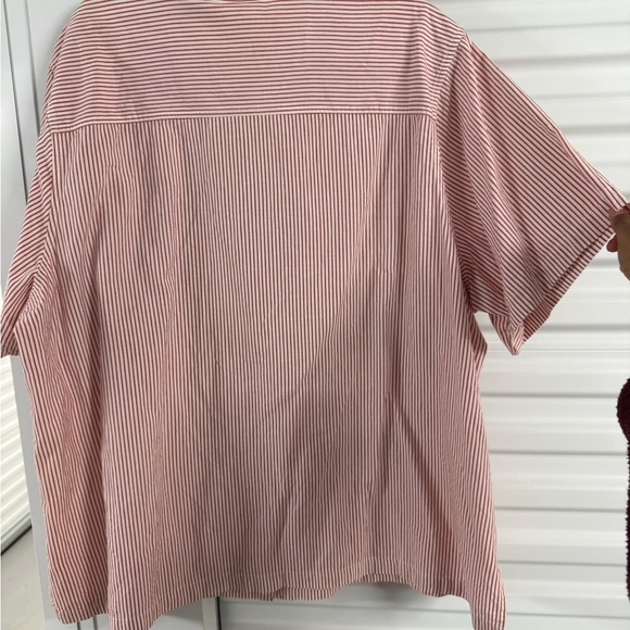 Vintage Striped Red Short Sleeve Shirt with Embroidery size 26women plus - Picture 7 of 8